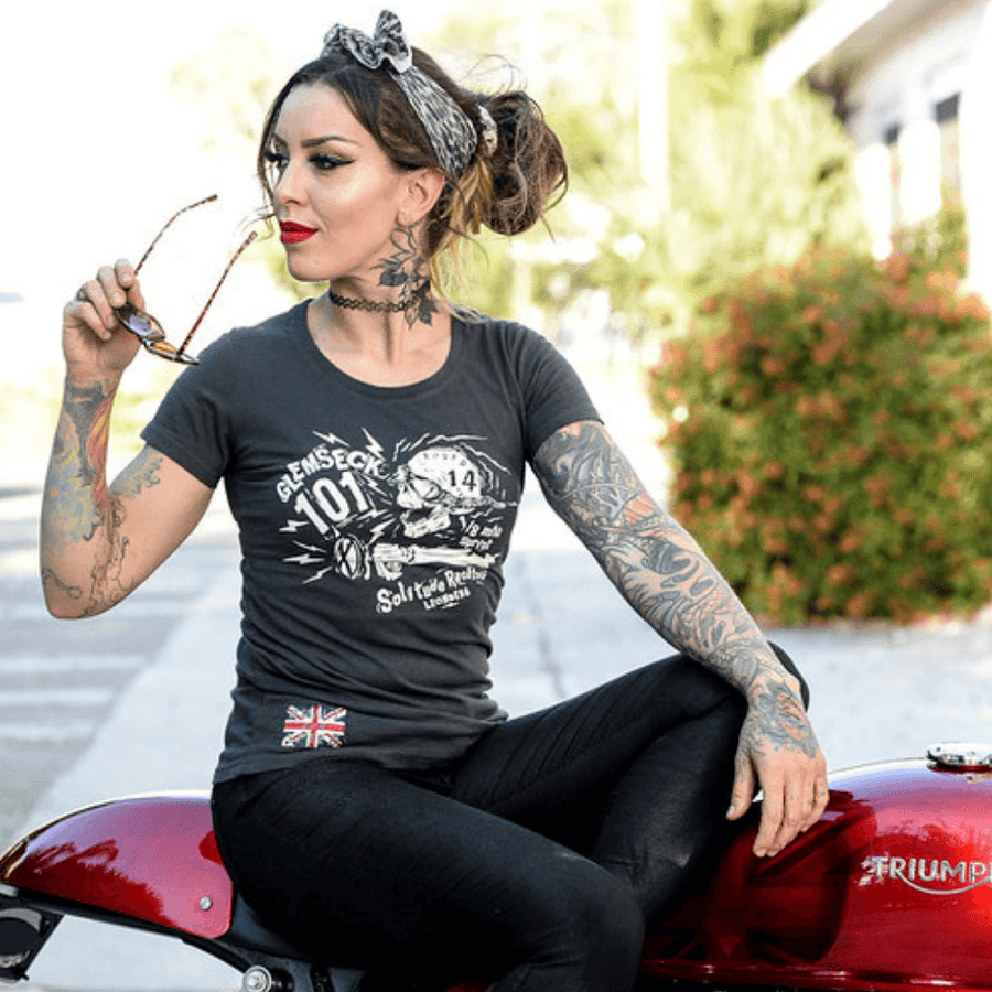 Ton Up Clothing 'Glemseck Boneshaker Womens Black T-Shirt - Ton Up Clothing