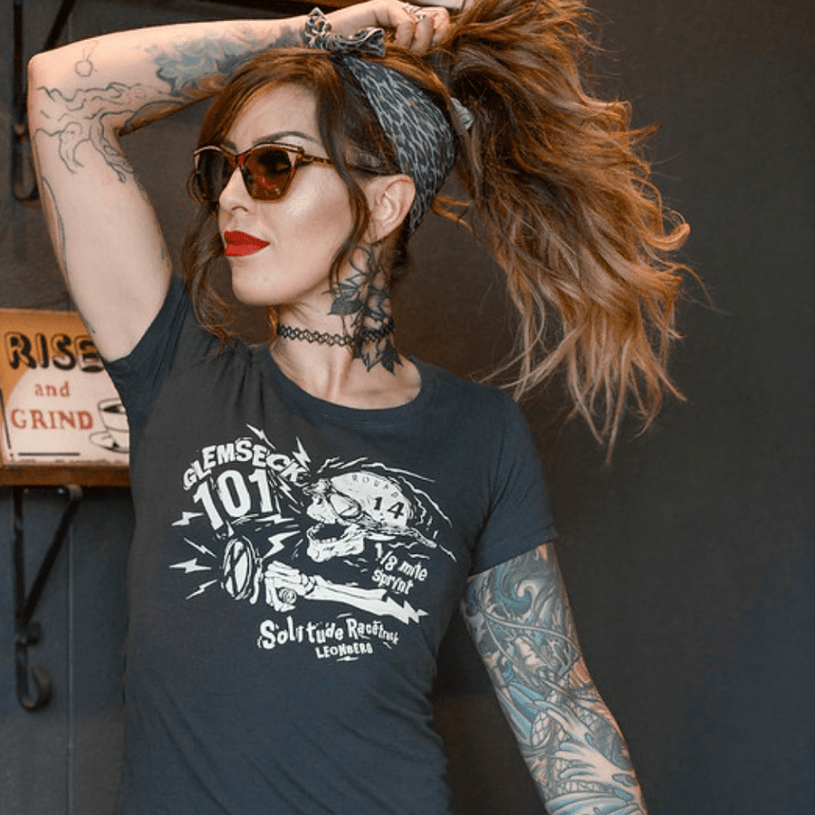 Ton Up Clothing 'Glemseck Boneshaker Womens Black T-Shirt - Ton Up Clothing