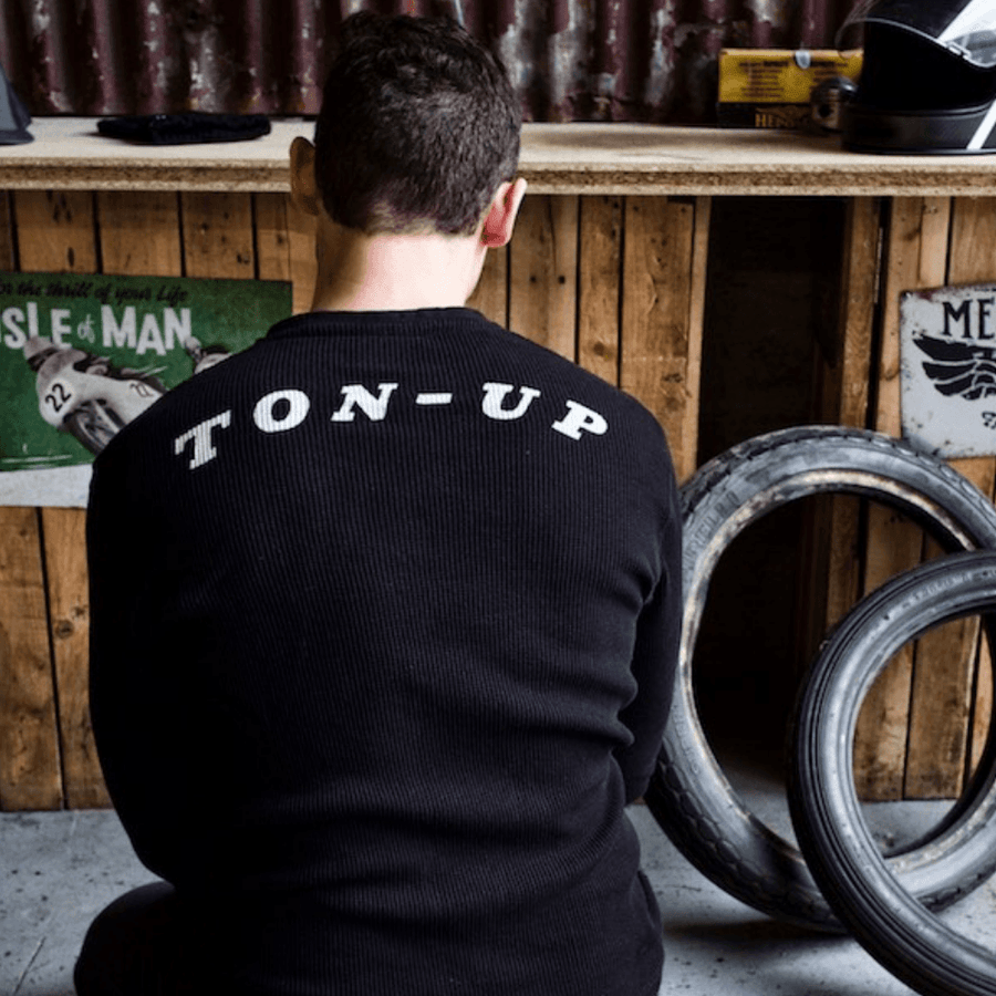 Ton Up Clothing Built for Speed (Mens) Black Waffle T-Shirt - Ton Up Clothing